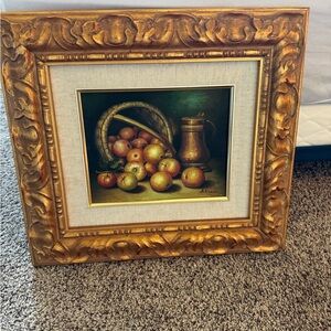 Vintage Fruit Oil Painting Framed